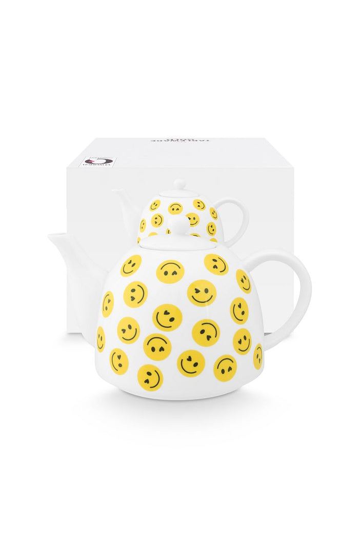 vtwonen Theepot - Smile - Met Losse Deksel - Porselein - 1,8L