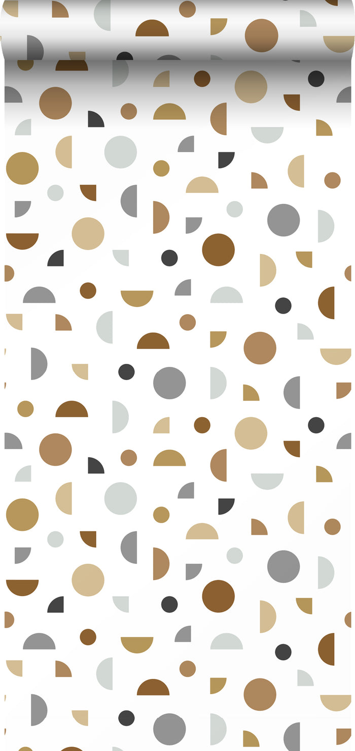 ESTAhome behang grafisch motief wit, grijs en beige - 0,53 x 10,05 m -