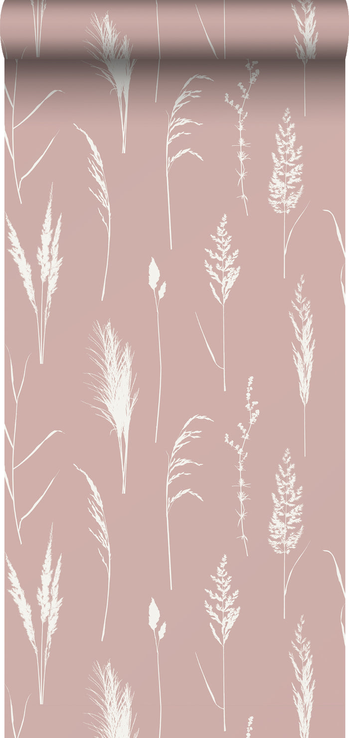 ESTAhome behang pampasgras pluimen oudroze - 50 x 900 cm - 139386