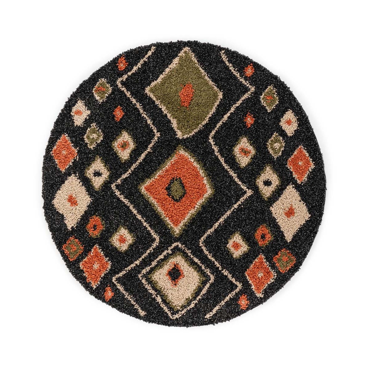 Boho&me Rond hoogpolig vloerkleed bohemian Artisan - antraciet|multi -