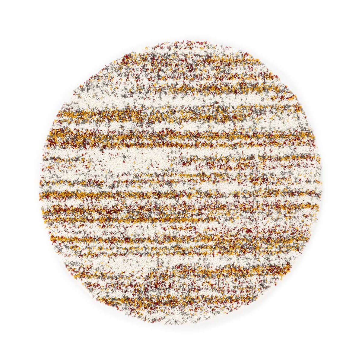 Boho&me Rond hoogpolig vloerkleed strepen Artisan - wit|multi - 240 cm