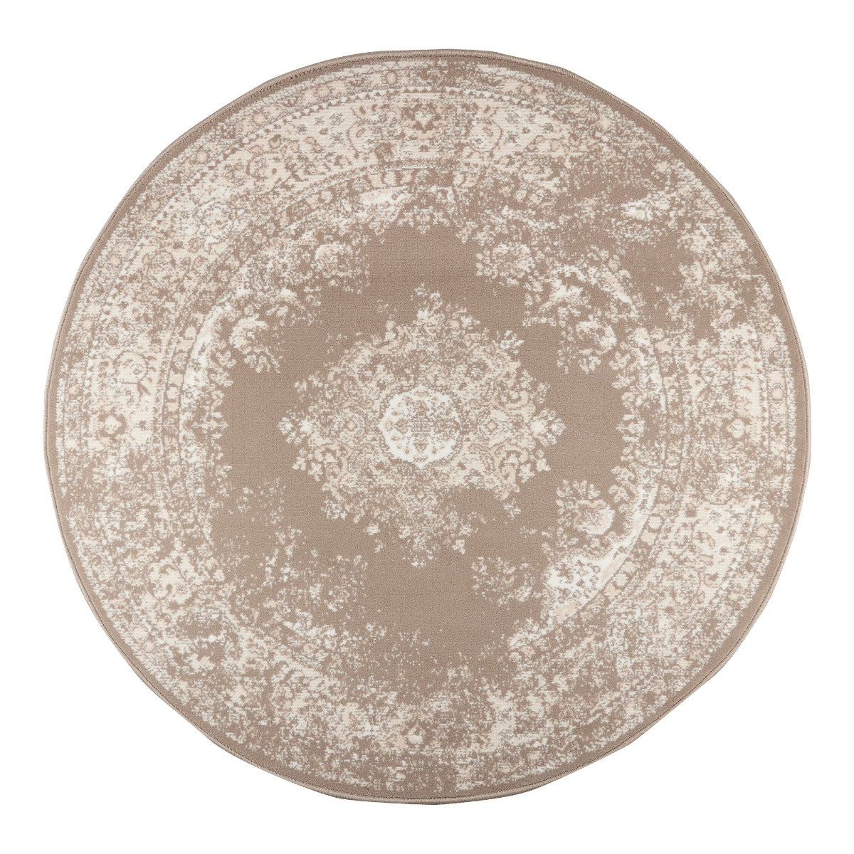 Interieur05 Rond Vintage Vloerkleed Keshan taupe|Bruin - 160  cm