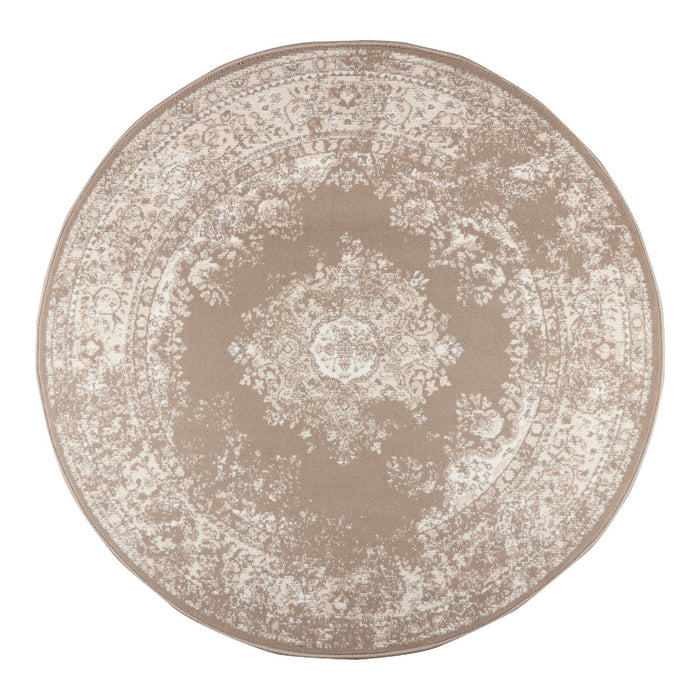 Interieur05 Rond Vintage Vloerkleed Keshan taupe|Bruin - 160  cm