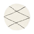 Boho&me Rond hoogpolig vloerkleed ruit Artisan - wit|zwart - 200 cm