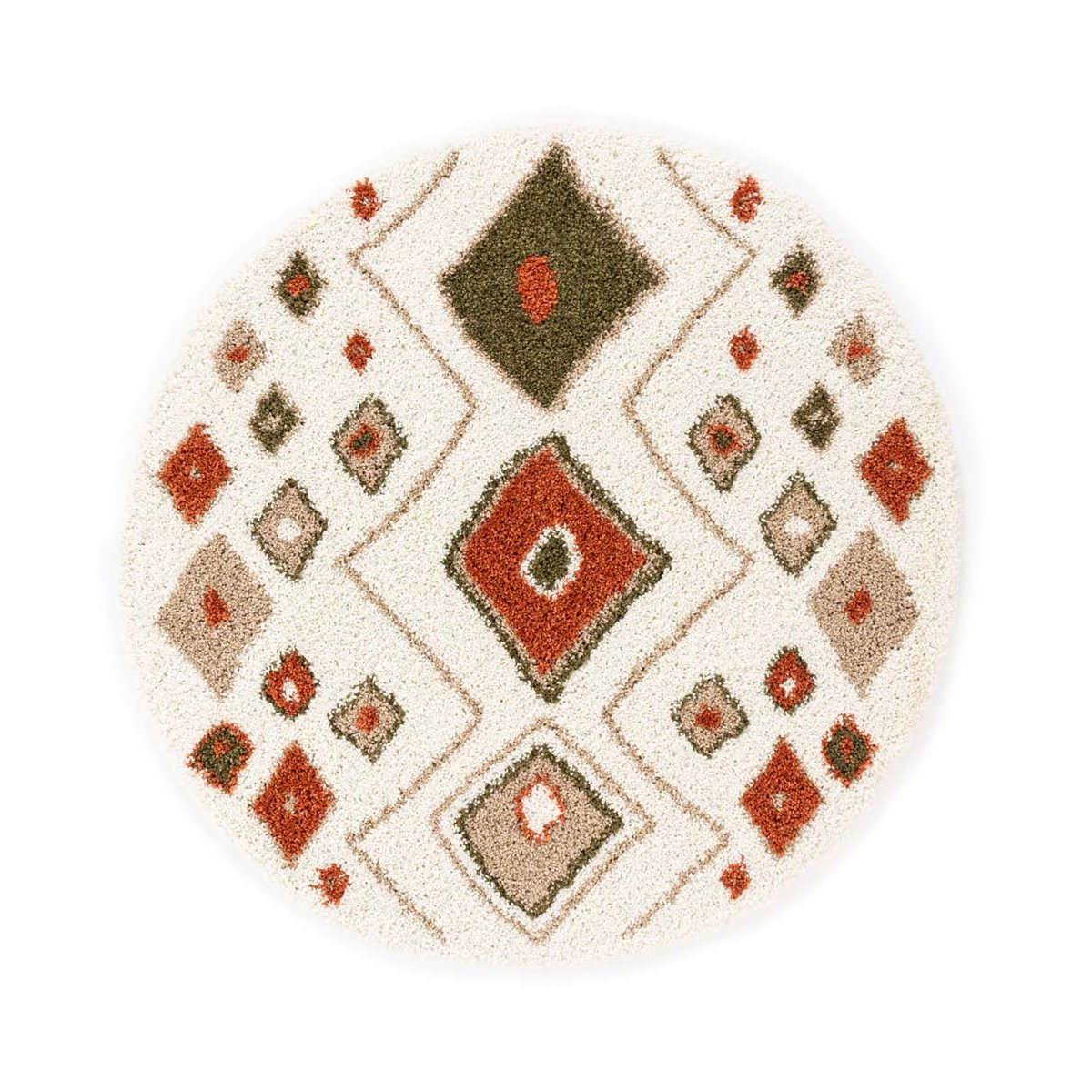 Boho&me Rond hoogpolig vloerkleed bohemian Artisan - wit|multi - 80 cm