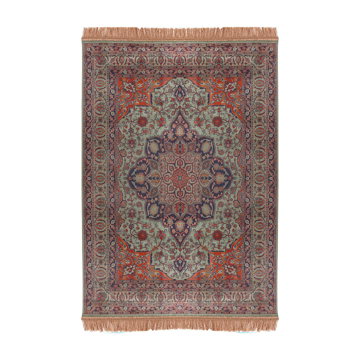 Tier - Vintage Vloerkleed Manami Groen met franjes