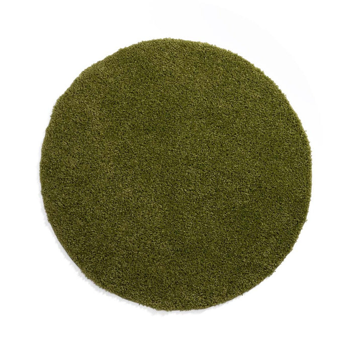 Tapeso Hoogpolig vloerkleed shaggy Trend effen rond - groen - 300 cm