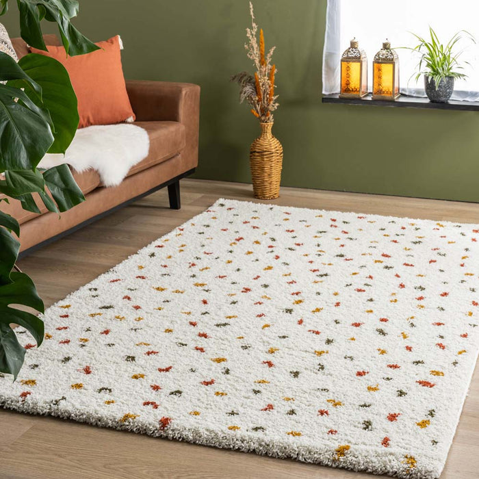 Boho&me Hoogpolig vloerkleed stippen Artisan - wit|multi - 160x230 cm