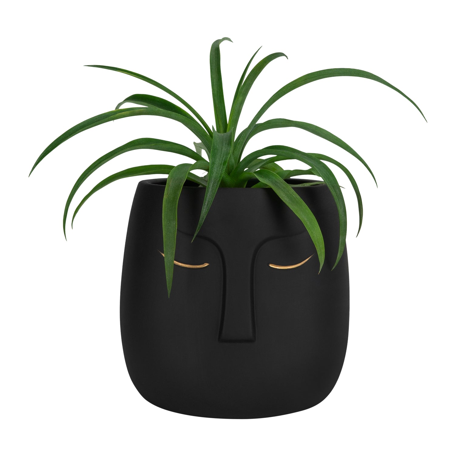 QUVIO Bloempot - Face - Beton - Zwart