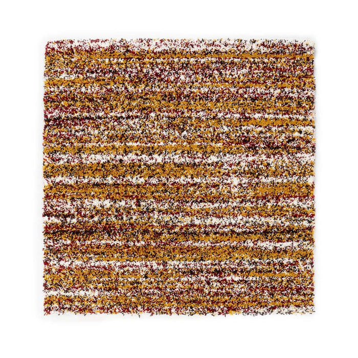 Boho&me Vierkant hoogpolig vloerkleed strepen Artisan - multi|okergeel