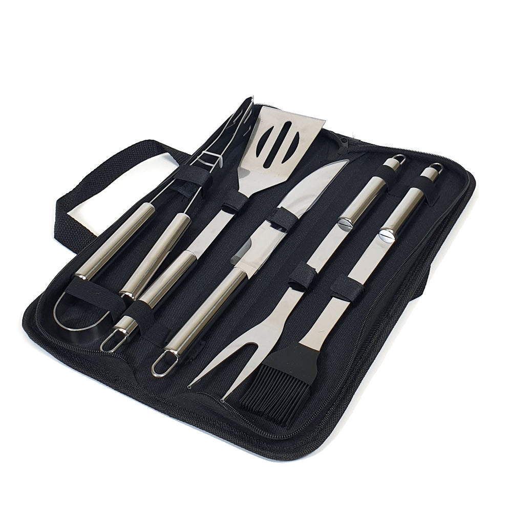 Krumble BBQ set 5-delig in opbergtas RVS
