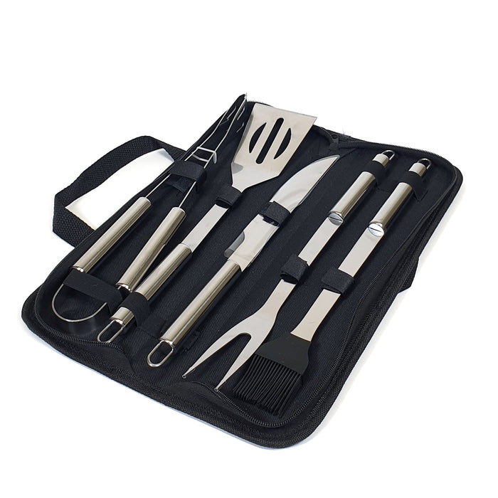 Krumble BBQ set 5-delig in opbergtas RVS