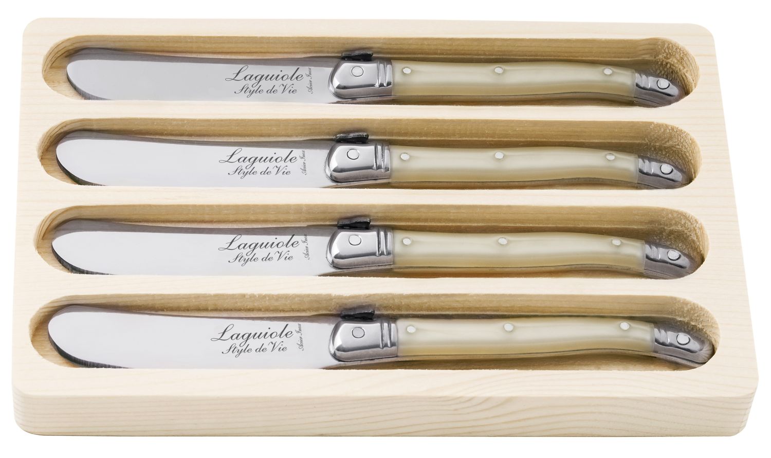 Laguiole Style de Vie Botermessen Parelmoer - 4 Stuks