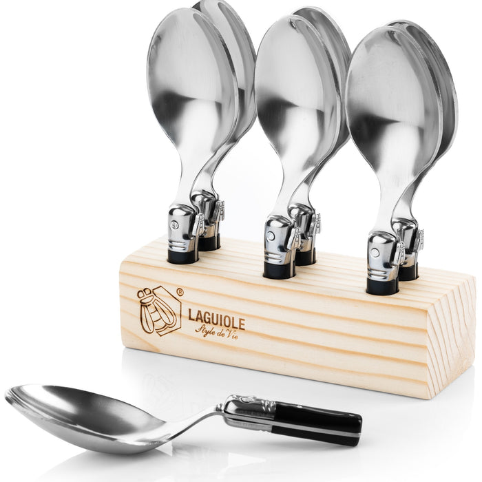 Laguiole Style de Vie Premium Line amuselepels 6-delig, zwart