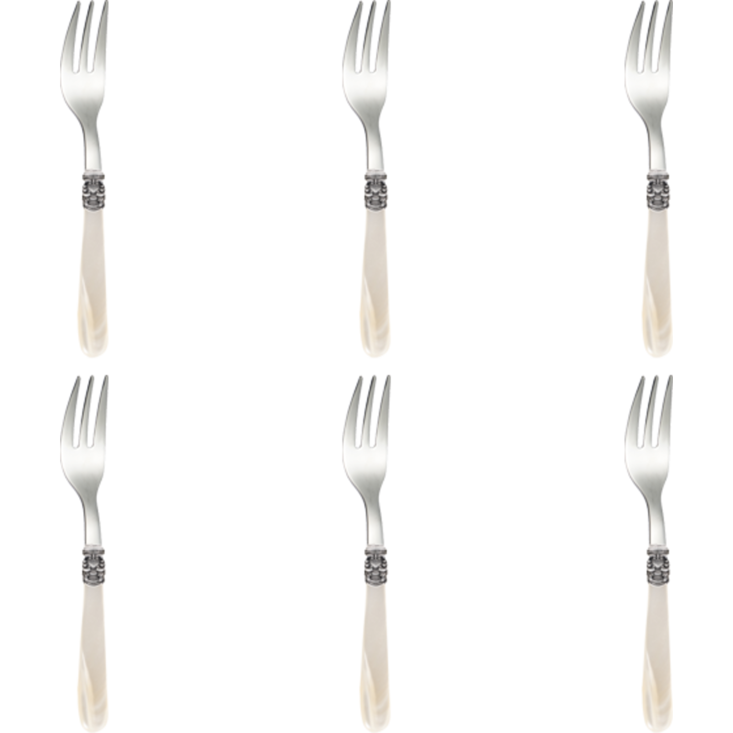 Eme Gebaksvork Mona Lisa 15.1 cm 18|10 Offwhite Zilver 6 stuks