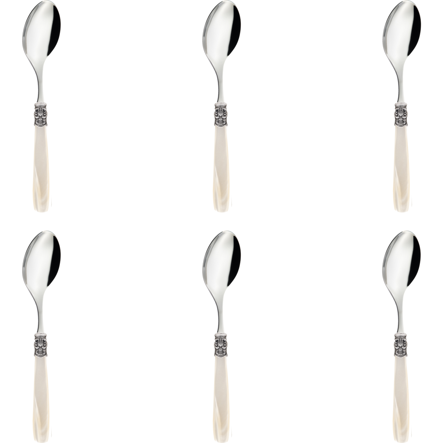 Eme Dessertlepel Mona Lisa 18.8 cm 18|10 Offwhite Zilver 6 stuks