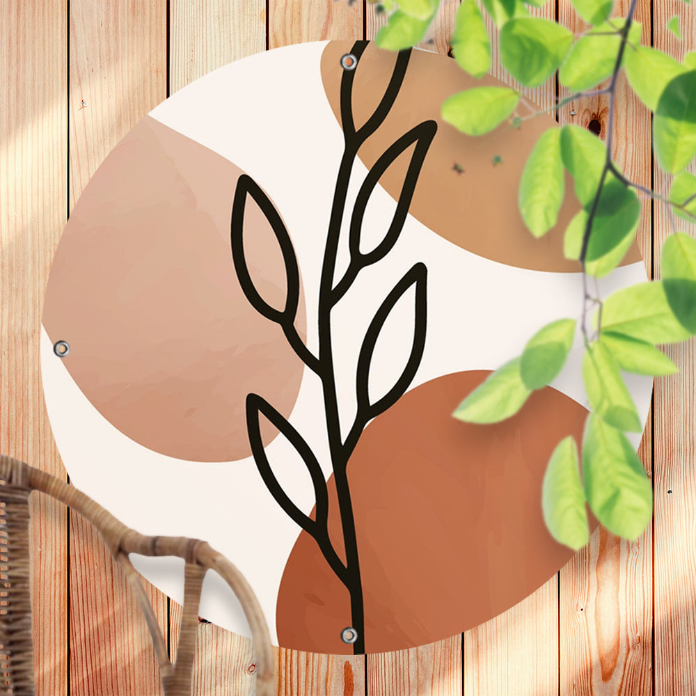 Sweet Living - Ronde Tuinposter Illustrated Leaves- B60 x L60 cm