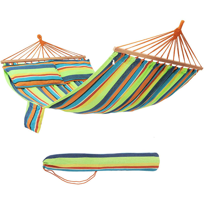 Hangmat - Hammock met 2 Kussens - 210 x 150 cm - Oranje|Groen