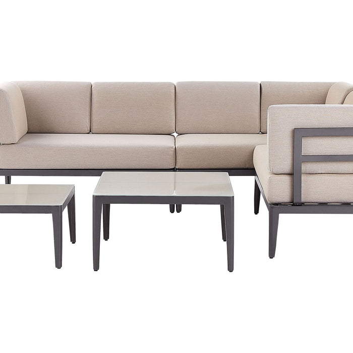 Beliani - RIMA III - Loungeset voor 6 - Beige - Polyester