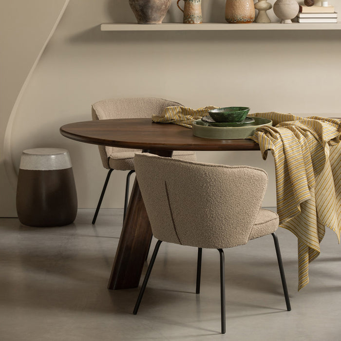 WOOOD Admit Eetkamerstoel - Bouclé Beige