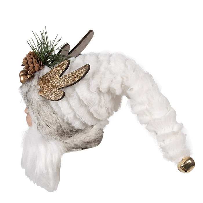 Clayre & Eef Kersthanger Kerstman 10x9x28 cm Wit Kunststof