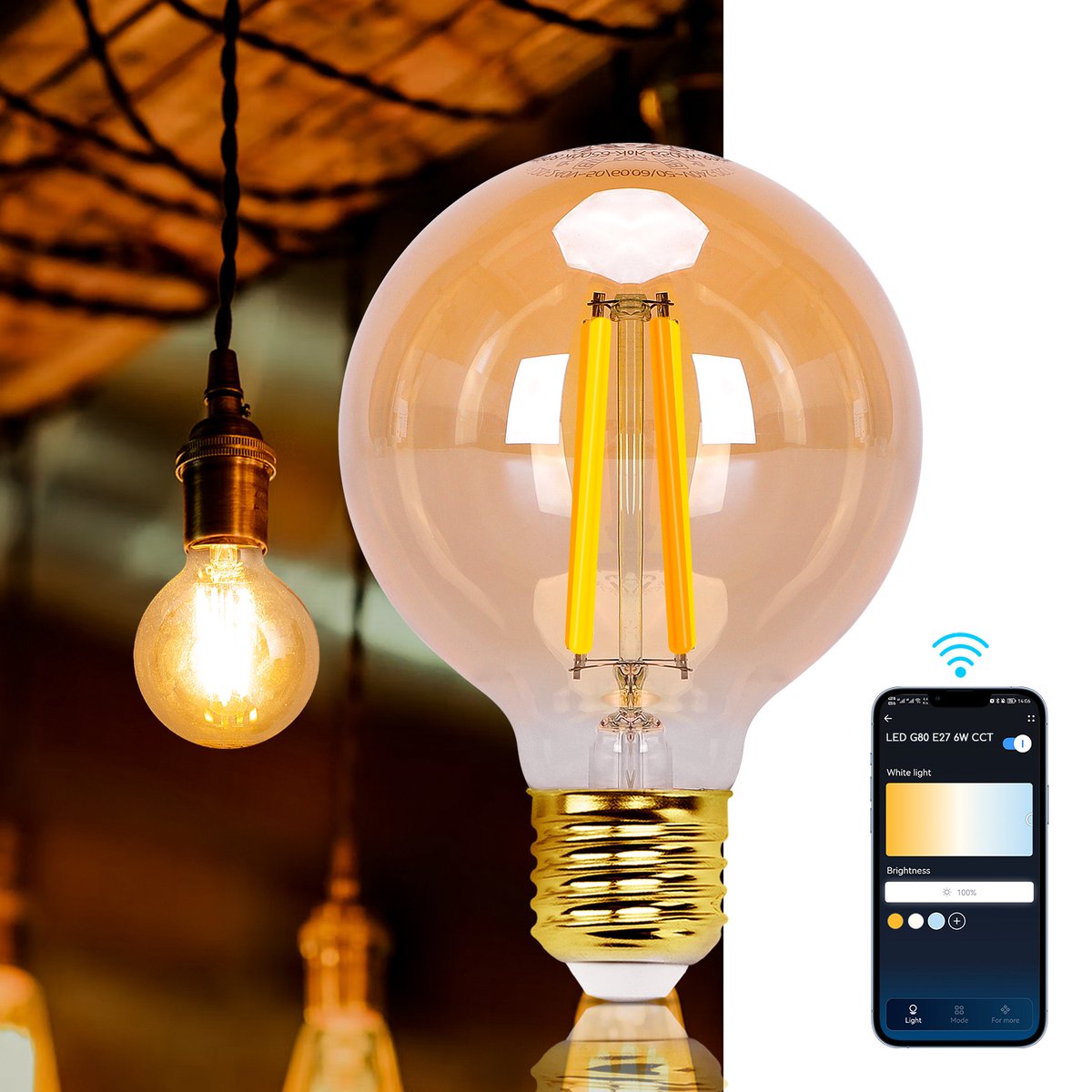 Aigostar 10YHY - Smart Filament Lamp - Lichtbron E27 - Ø 8 cm