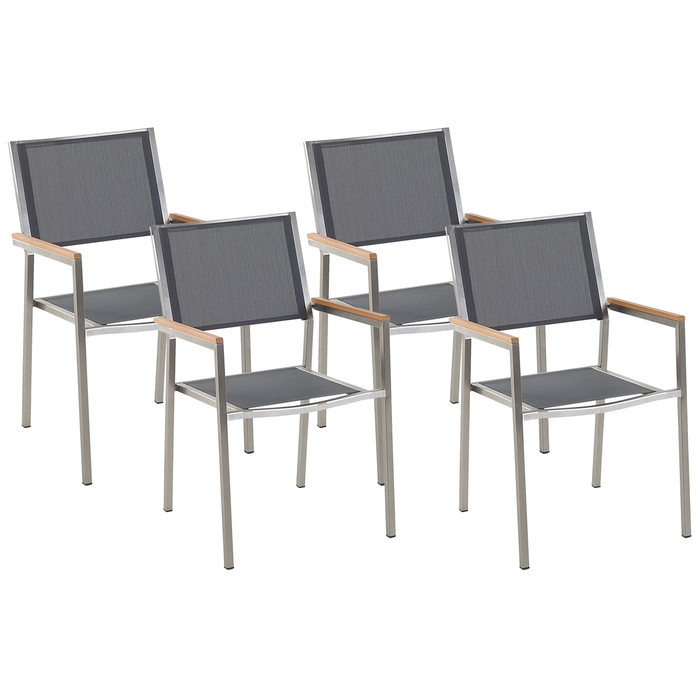 Beliani - GROSSETO - Tuinstoel set van 4 - Grijs - Polyester