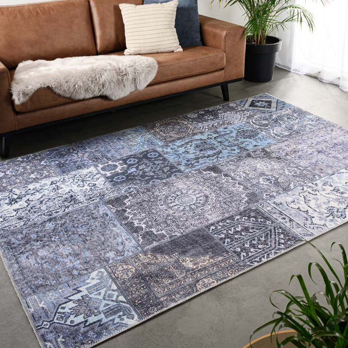 Heritaged Patchwork vloerkleed - Fade Dreamer zwart|multi - 140x200 cm