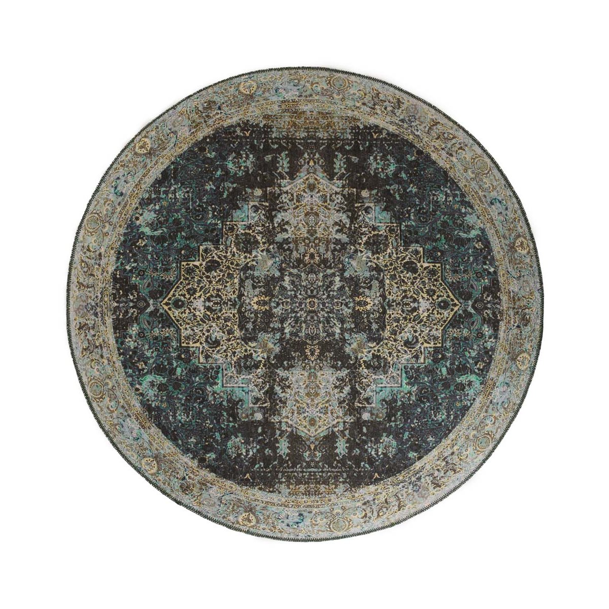 Heritaged Rond vintage vloerkleed - Fade No.2 groen - 76 cm