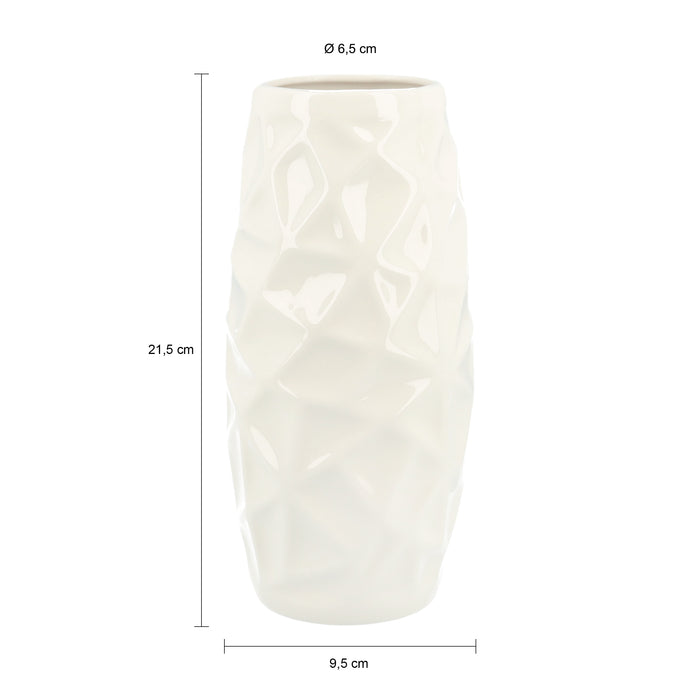 QUVIO Vaas met patroon - Keramiek -  21,5 x 9,5 cm - Wit