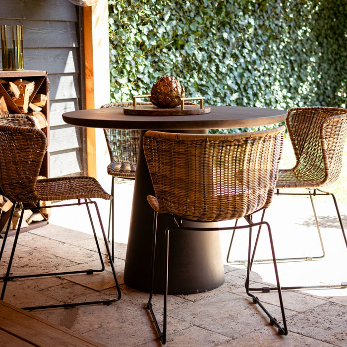 WOOOD Eettafel Damon Ø 100 cm - Betonlook Donkerbruin