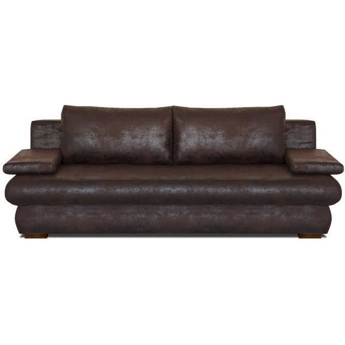 Cstore CLYDE 3-zits slaapbank - Bruine stof verouderd - L 187 x D 94cm