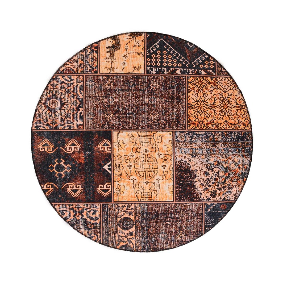 Heritaged Rond patchwork vloerkleed - Fade No.1 goud|bruin - 250 cm