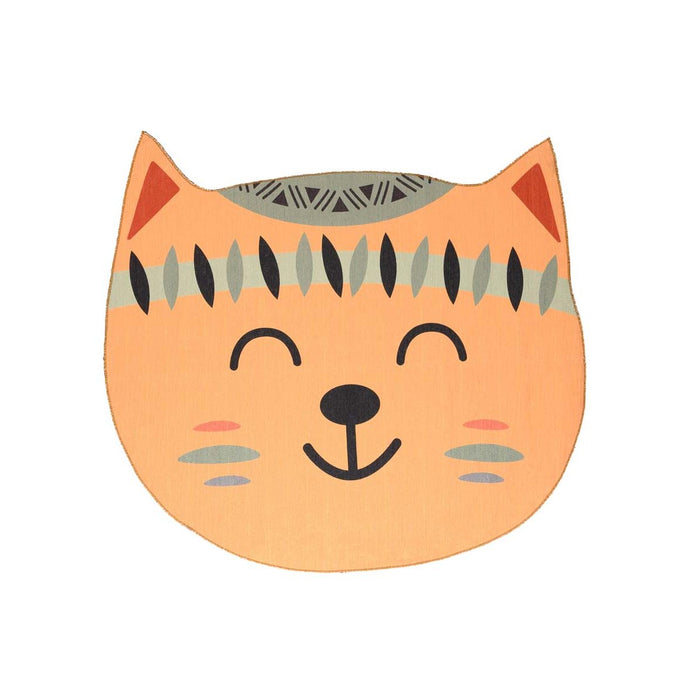 Amiah Vloerkleed kat kinderkamer - Wasbaar oranje - 76x80 cm