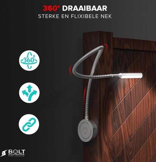 Novio  Bed Leeslampjes met Dimfunctie zilver en USB aansluiting