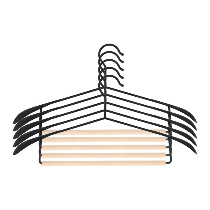 QUVIO Kledinghanger - set van 5 - Zwart en hout