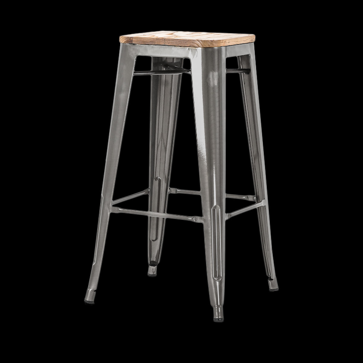 Legend Metalen barkruk industrieel metaal - met houten zitting - 77 cm