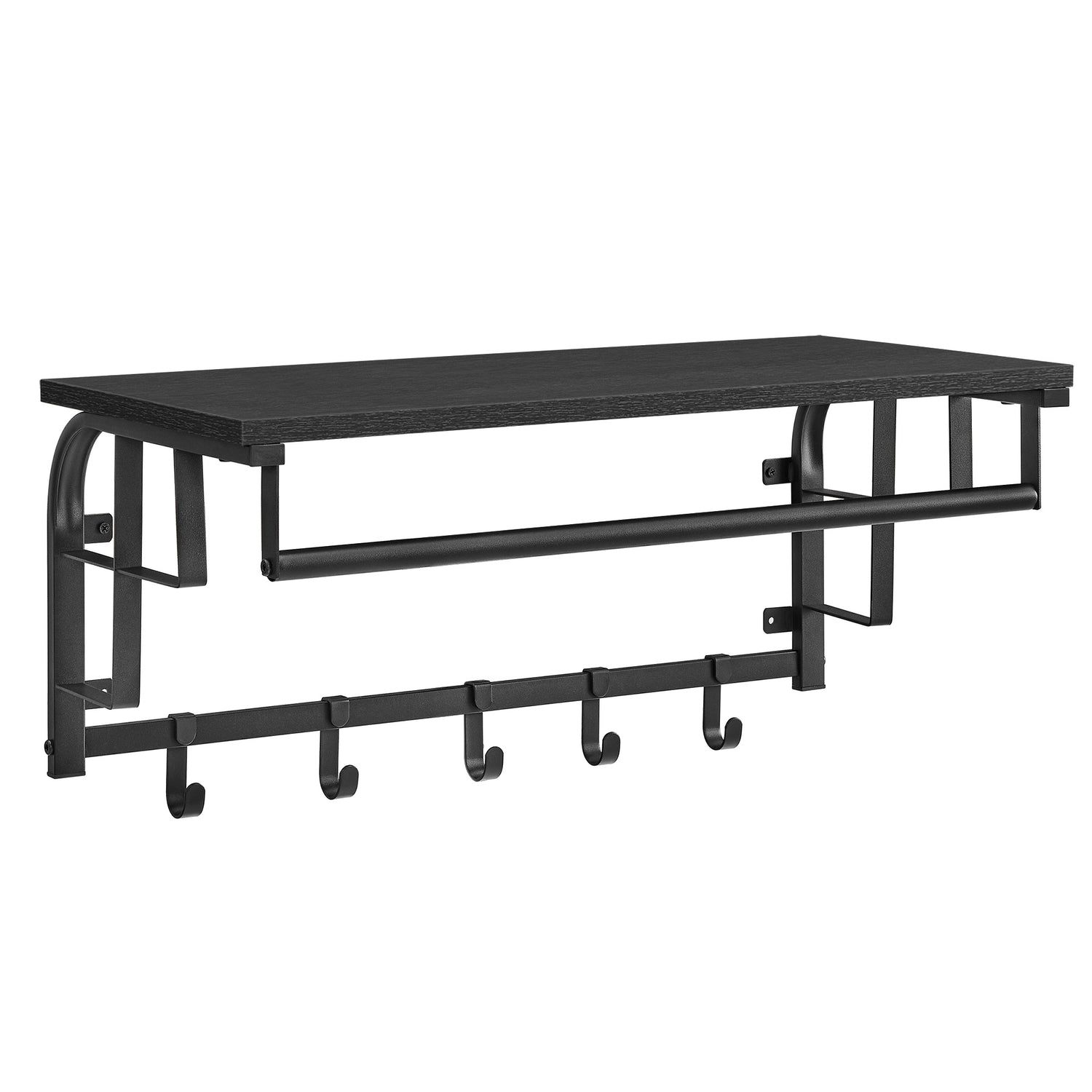 O'DADDY® Wandkapstok – Kapstok met 5 haken - 66x30x27cm - donkergrijs