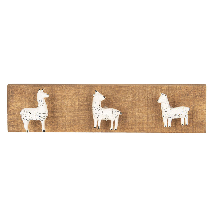 Clayre & Eef Wandkapstok 3 haken  30x4x7 cm Bruin Ijzer Alpaca