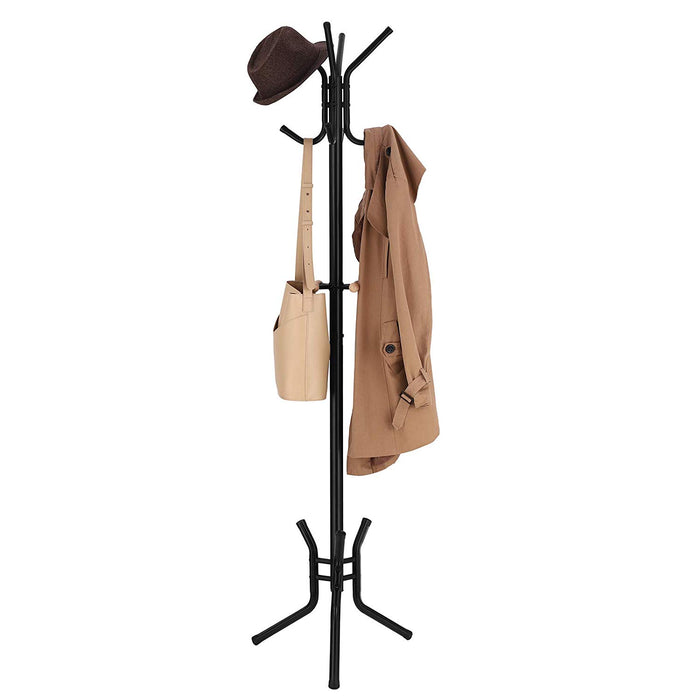 Staande kapstok - moderne look - 12 haken - 49x176x49 cm - zwart