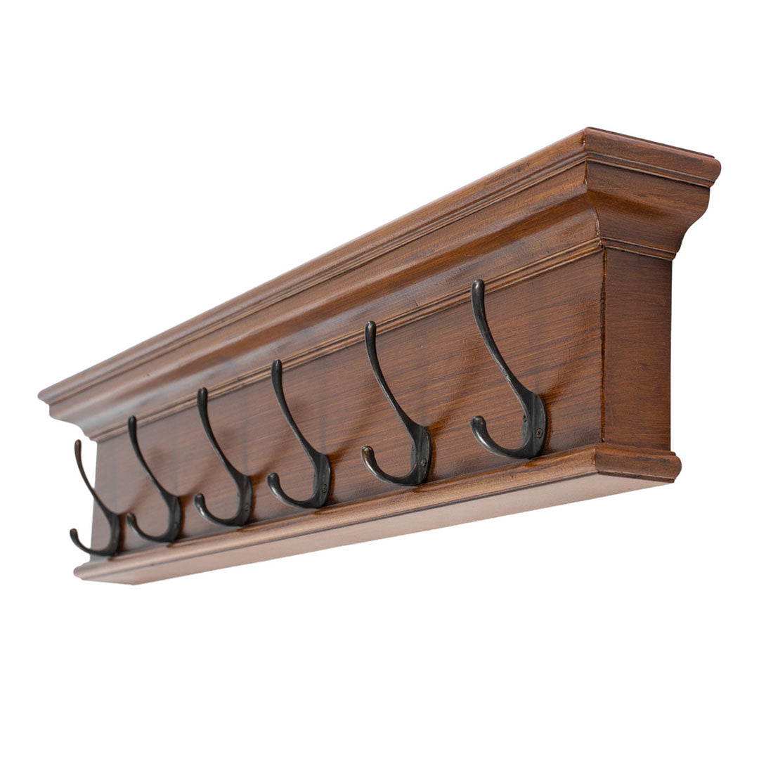Hioshop Halifax kapstok 6 jashaken en 1 hoedenplank bruine antieke