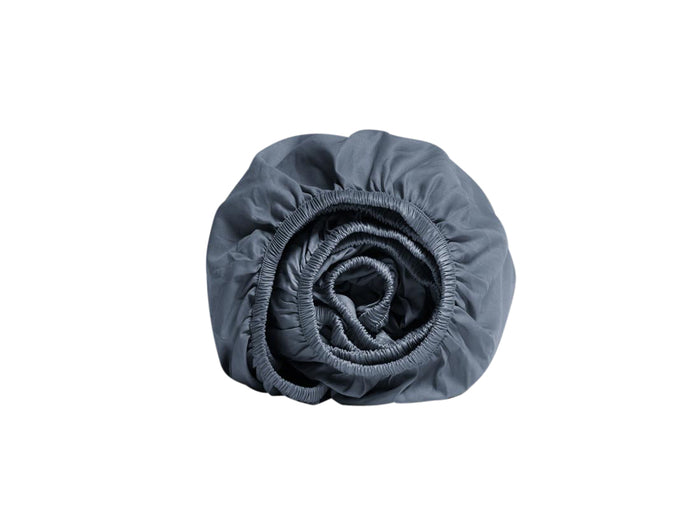 Yumeko hoeslaken gewassen katoen satijn blue 200x210x30