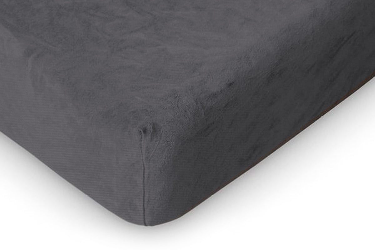 LINNICK Badstof Velours Topper Hoeslaken anthracite lits jumeaux