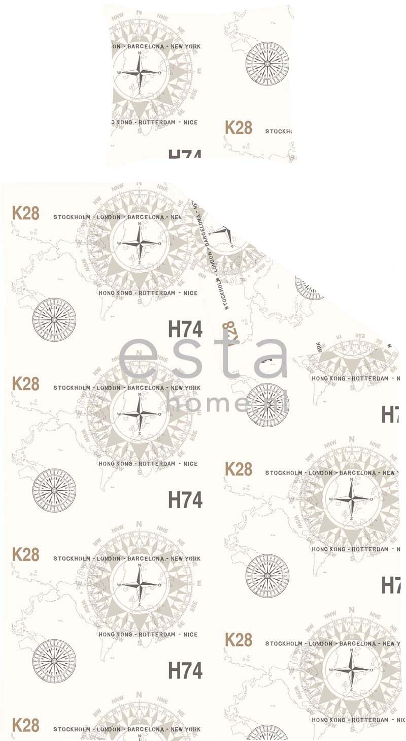 ESTAhome eenpersoons dekbedovertrek zeilboot nummeringen kiezelgrijs