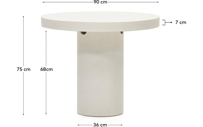Kave Home - Aiguablava ronde tafel in wit cement, Ø 90 cm