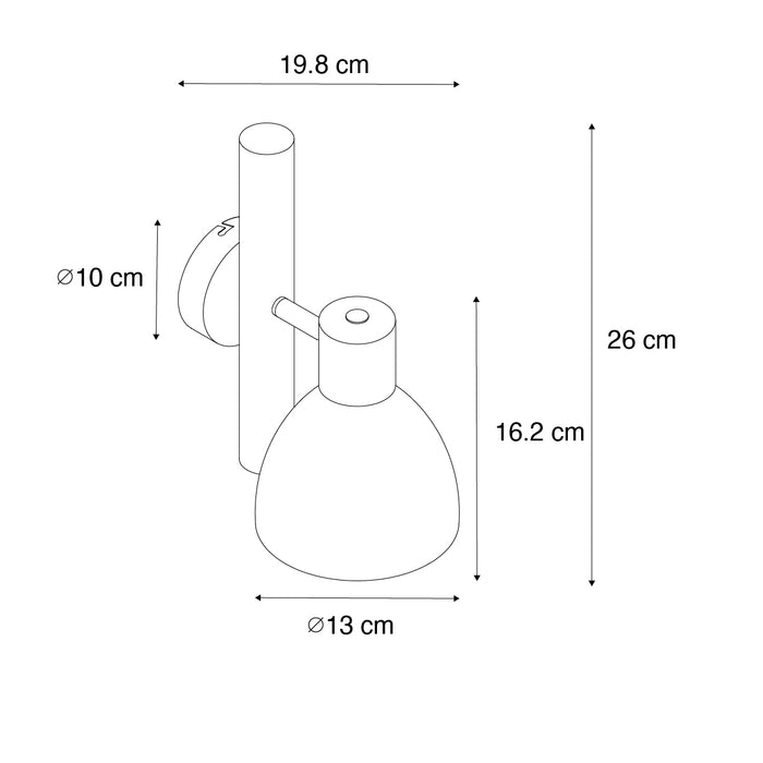 QAZQA Landelijke wandlamp zwart met hout - Flint