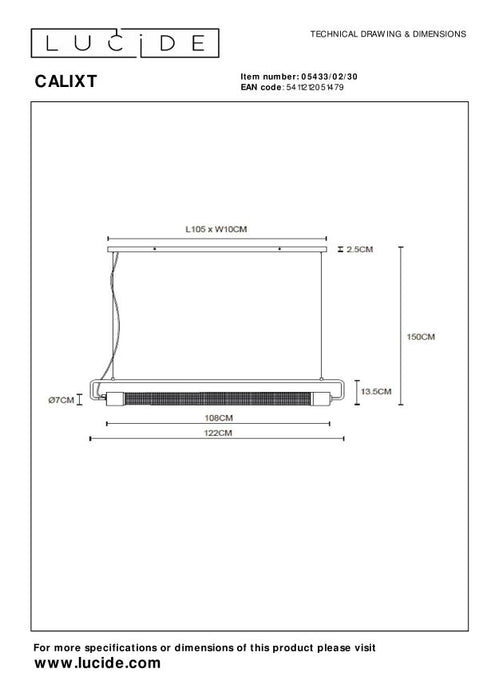 Lucide CALIXT Hanglamp - Zwart
