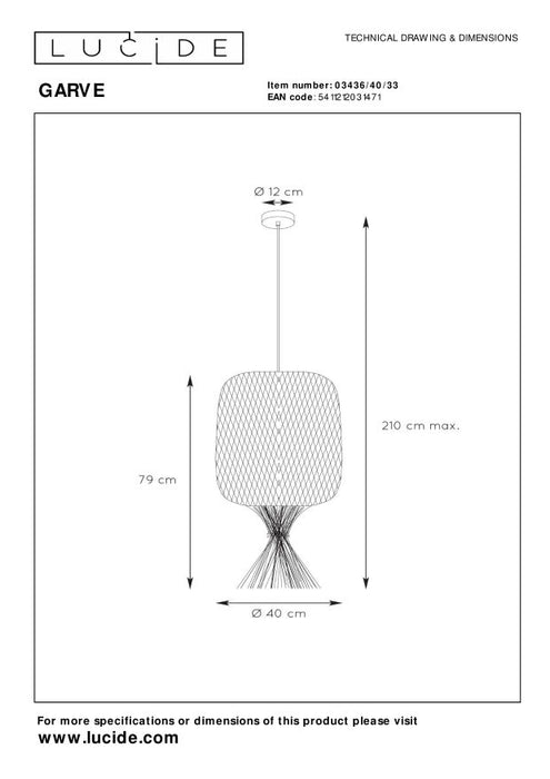 Lucide GARVE Hanglamp - Groen