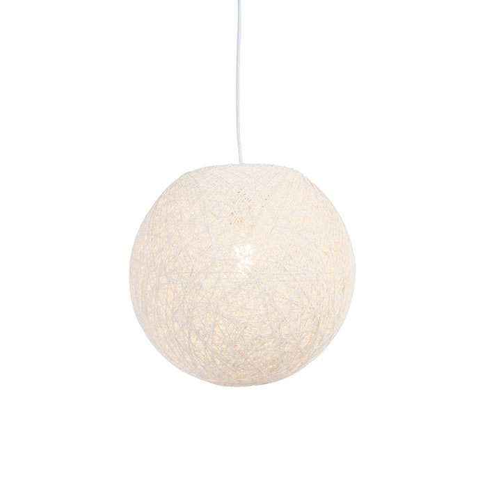 QAZQA Landelijke hanglamp wit bol 35cm - Corda