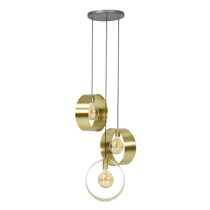 Hoyz - Industriële Hanglamp Vegas met 3 ronde lampen - Goud